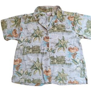Sport Beach Vacation Button down Vintage Shirt L Multicolor